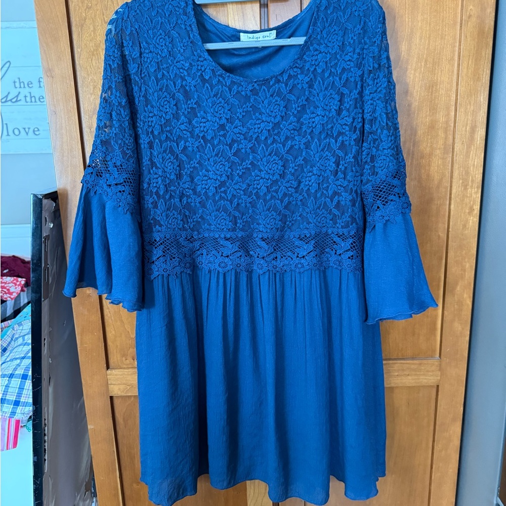 Indigo Soul Royal Blue Lace Blouse